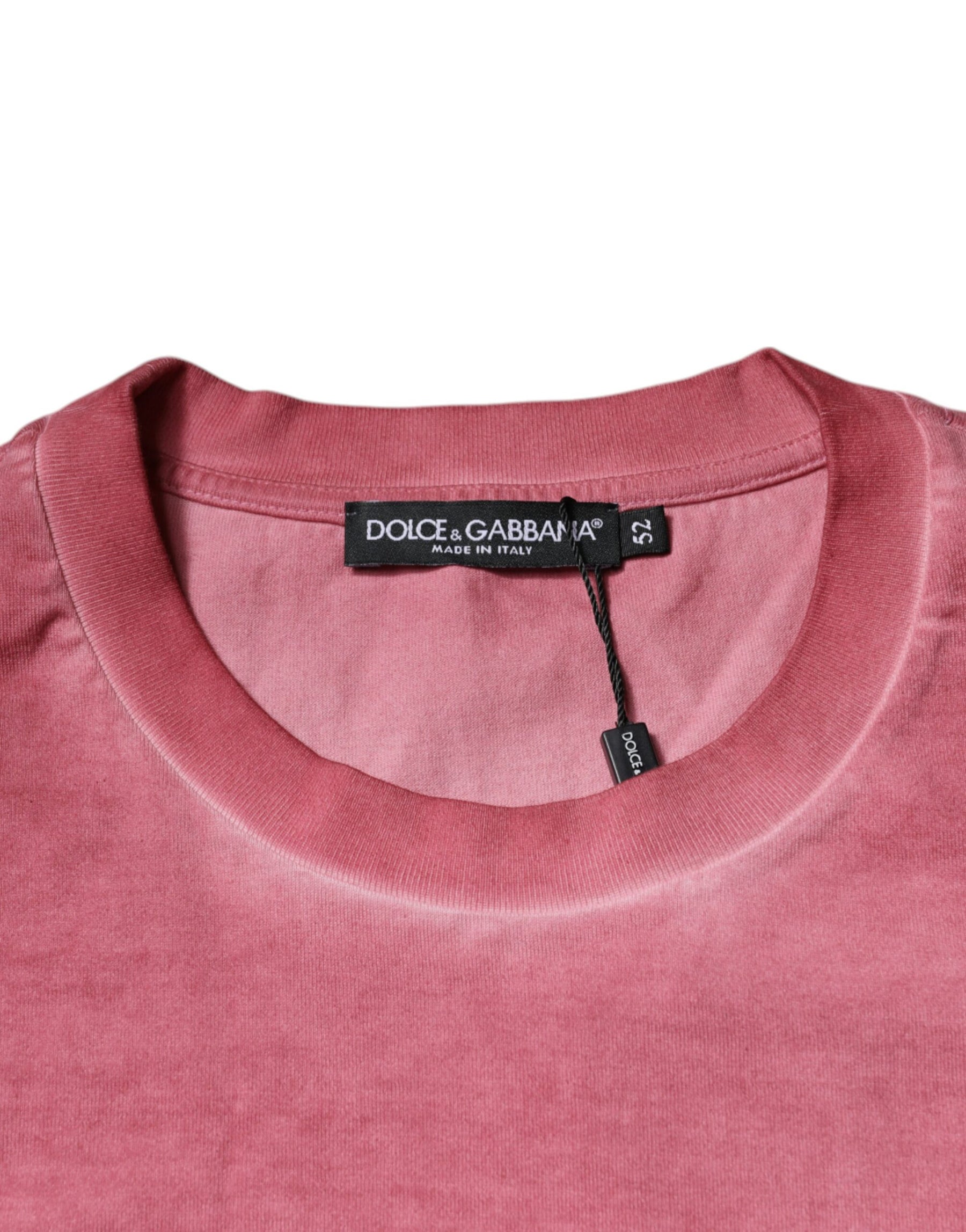Dolce & Gabbana Pink Logo Print Cotton Crew Neck T-shirt | Regal Royce