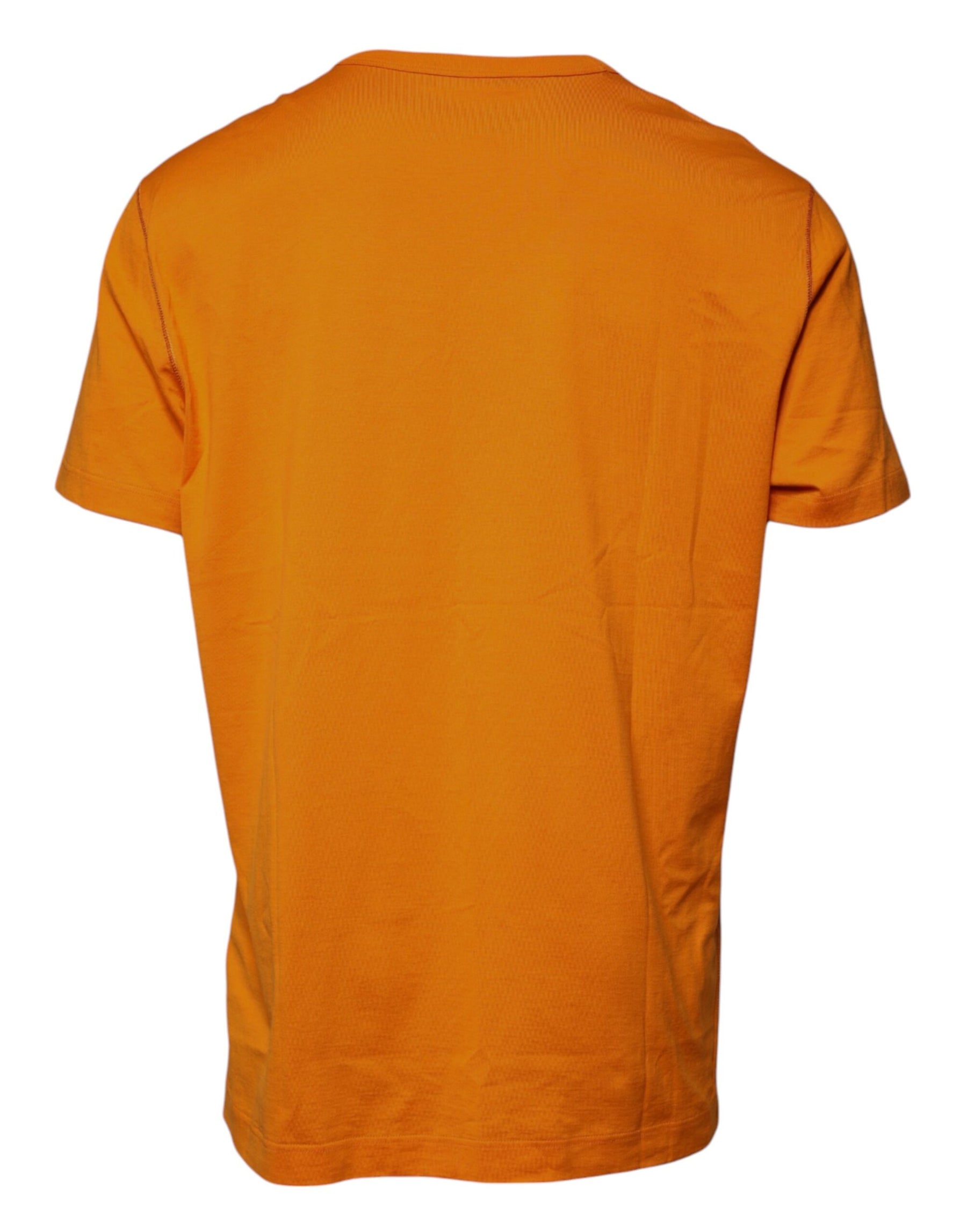 Dolce & Gabbana Orange Logo Cotton Crew Neck T-shirt | Regal Royce