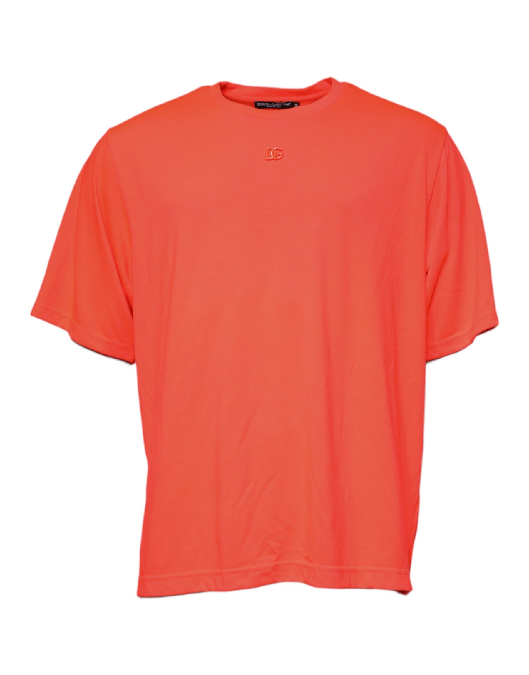 Dolce & Gabbana Orange Logo Polyester Crew Neck T-shirt | Regal Royce