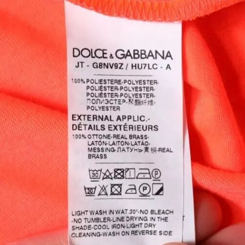Dolce & Gabbana Orange Logo Polyester Crew Neck T-shirt | Regal Royce
