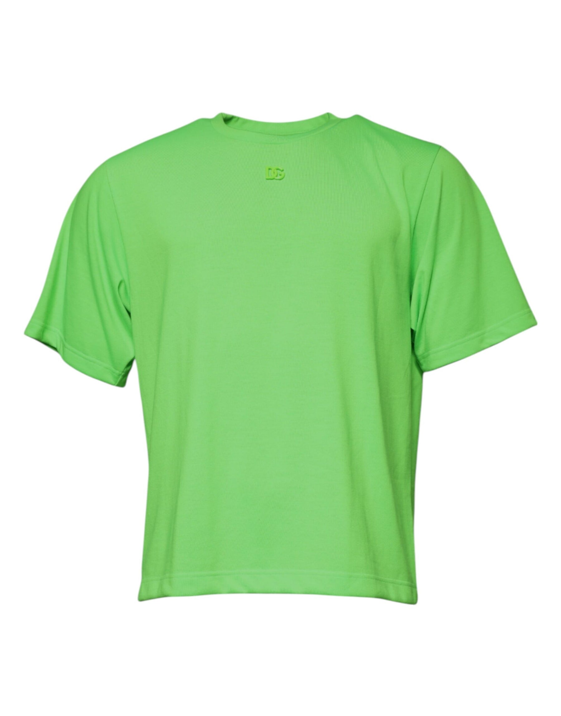 Dolce & Gabbana Green Logo Polyester Crew Neck T-shirt | Regal Royce