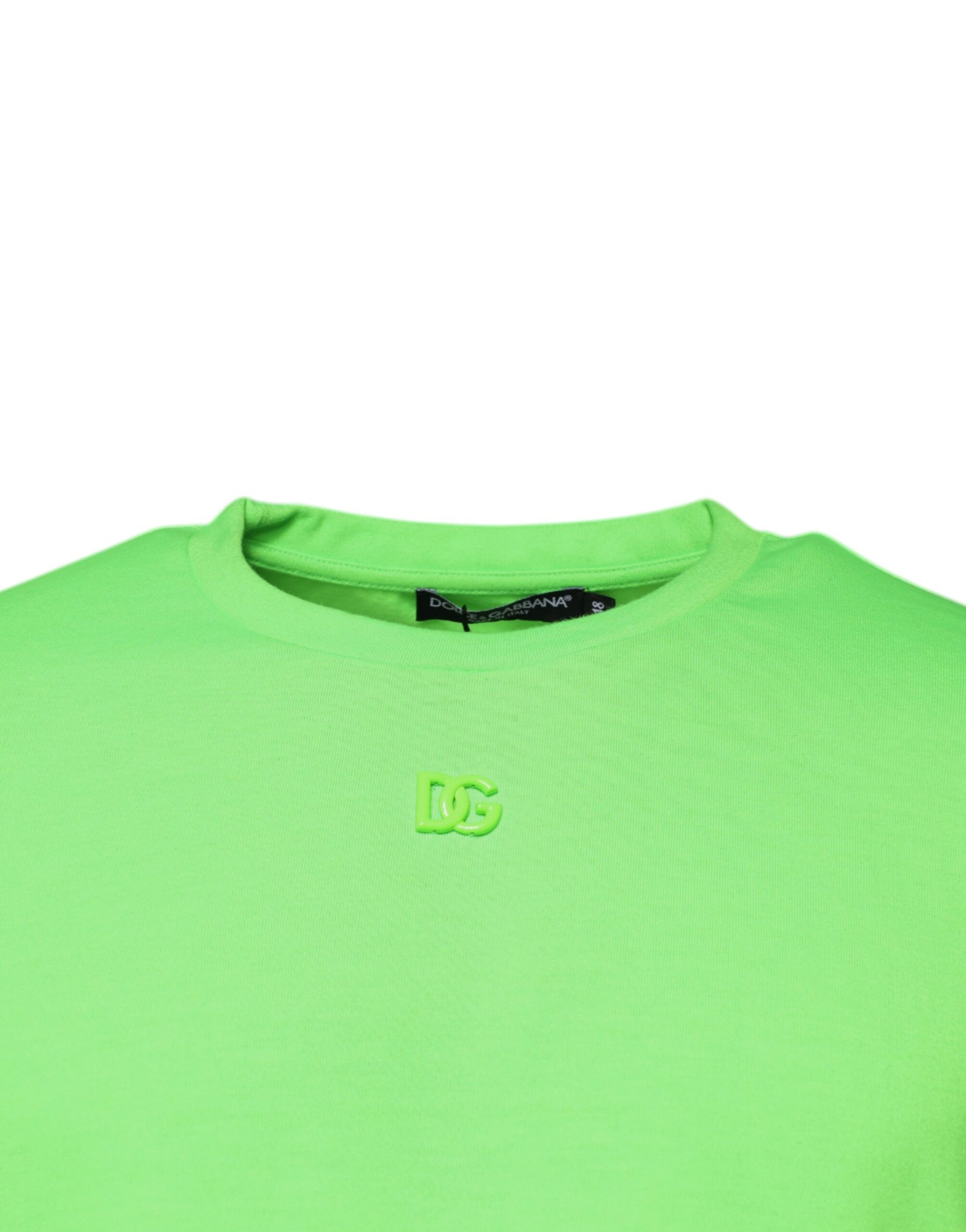 Dolce & Gabbana Green Logo Polyester Crew Neck T-shirt | Regal Royce