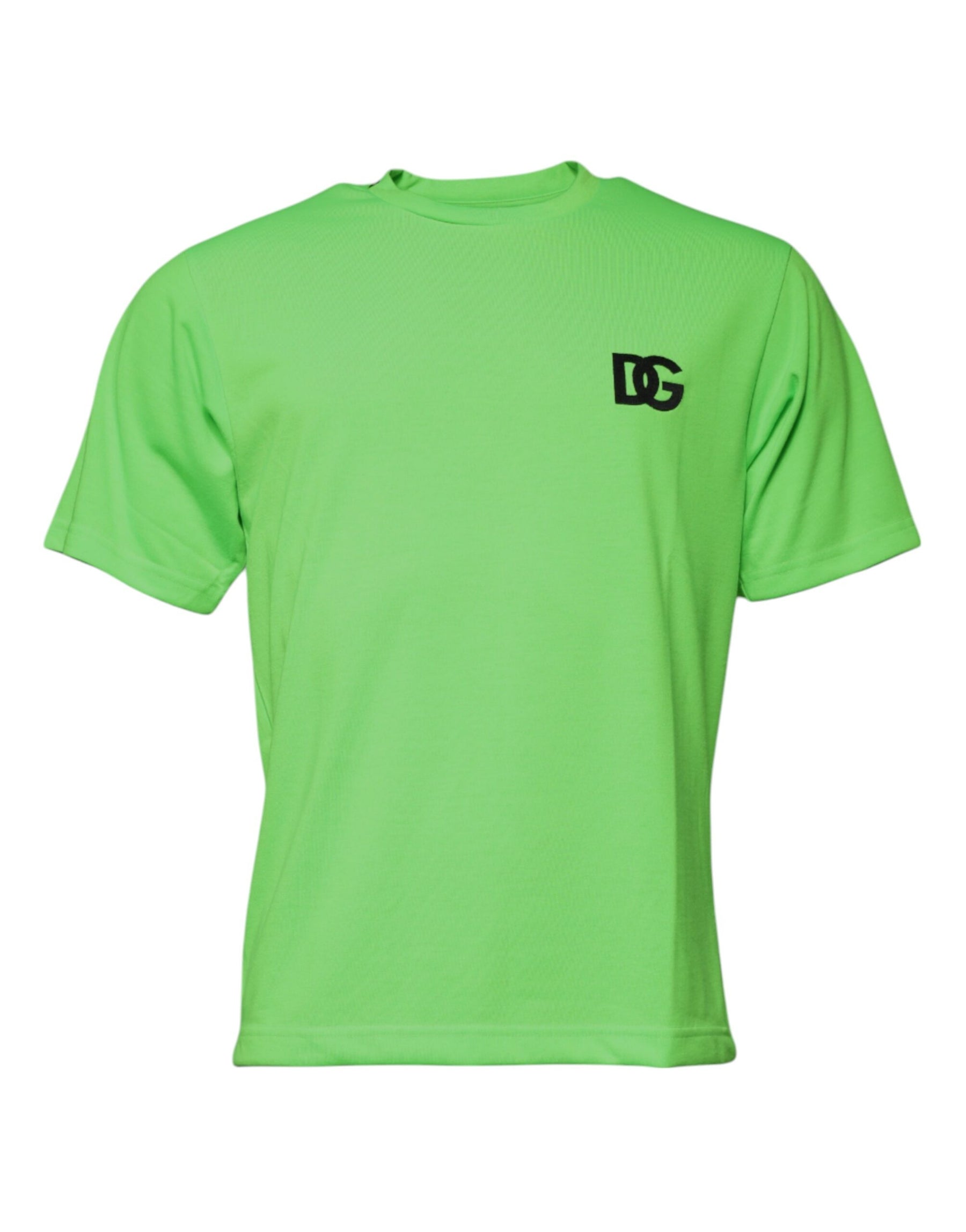 Dolce & Gabbana Green Logo Polyester Crew Neck T-shirt | Regal Royce