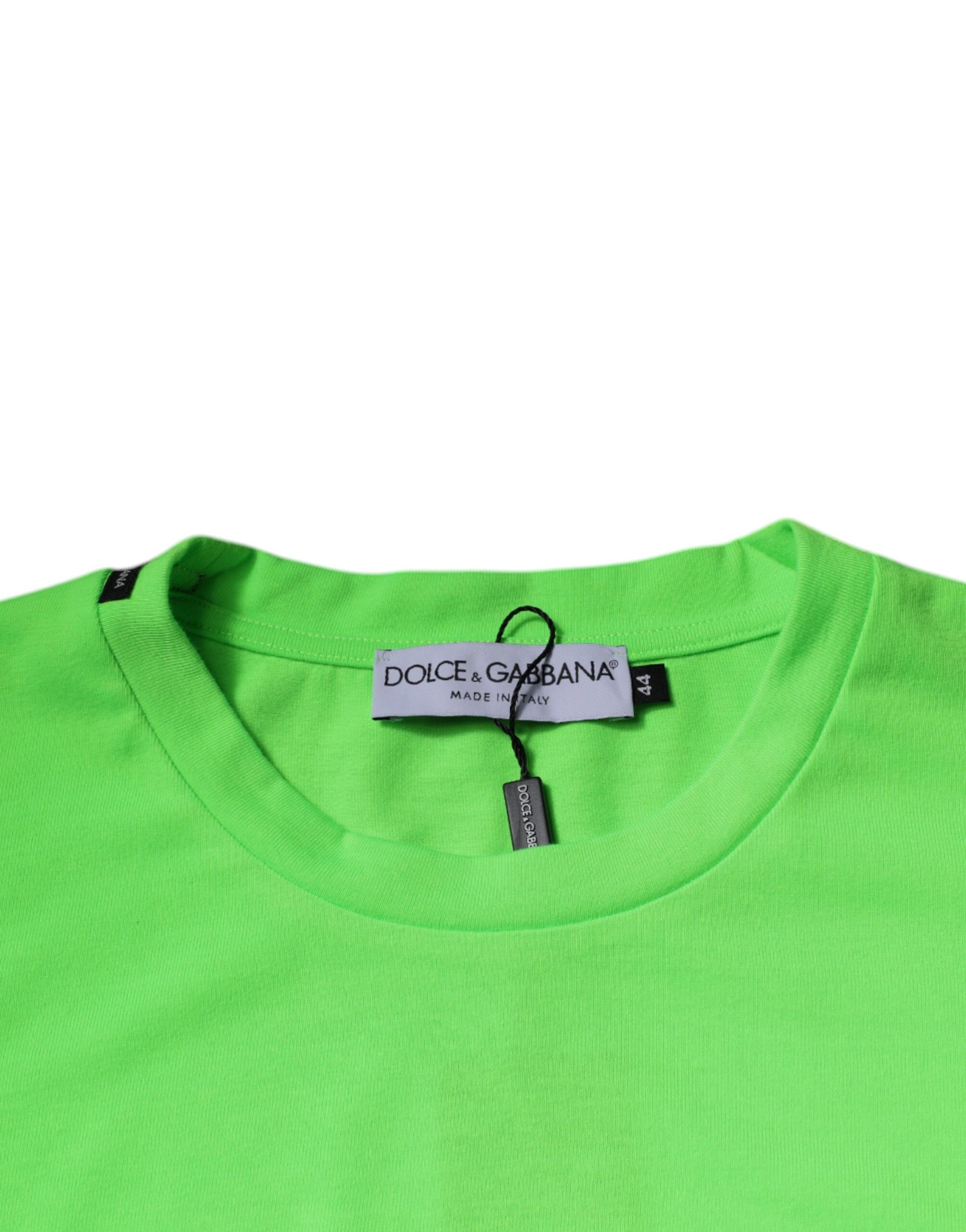 Dolce & Gabbana Green Logo Polyester Crew Neck T-shirt | Regal Royce