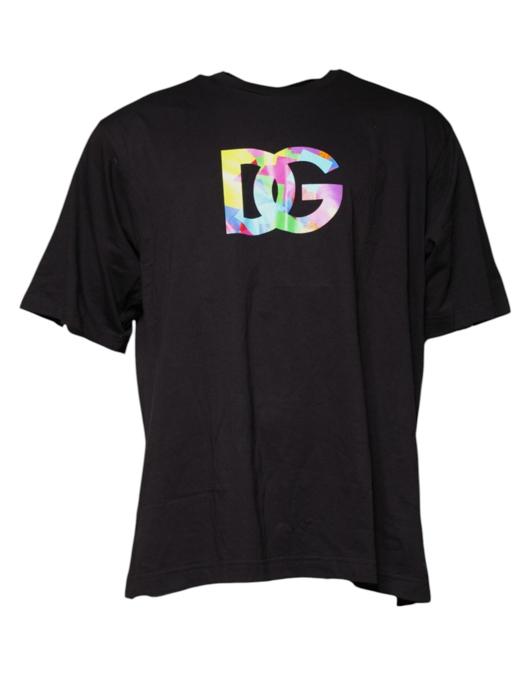 Dolce & Gabbana Black Logo Print Cotton Crew Neck T-shirt | Regal Royce