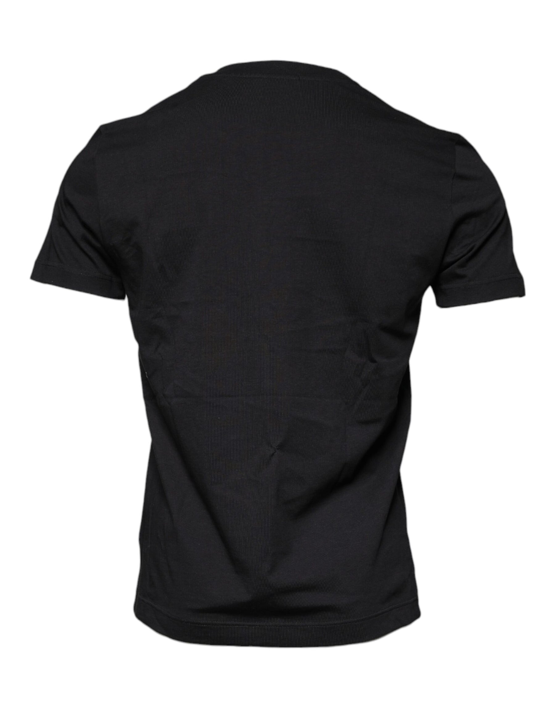 Dolce & Gabbana Black Cotton Crew Neck Short Sleeves T-shirt | Regal Royce