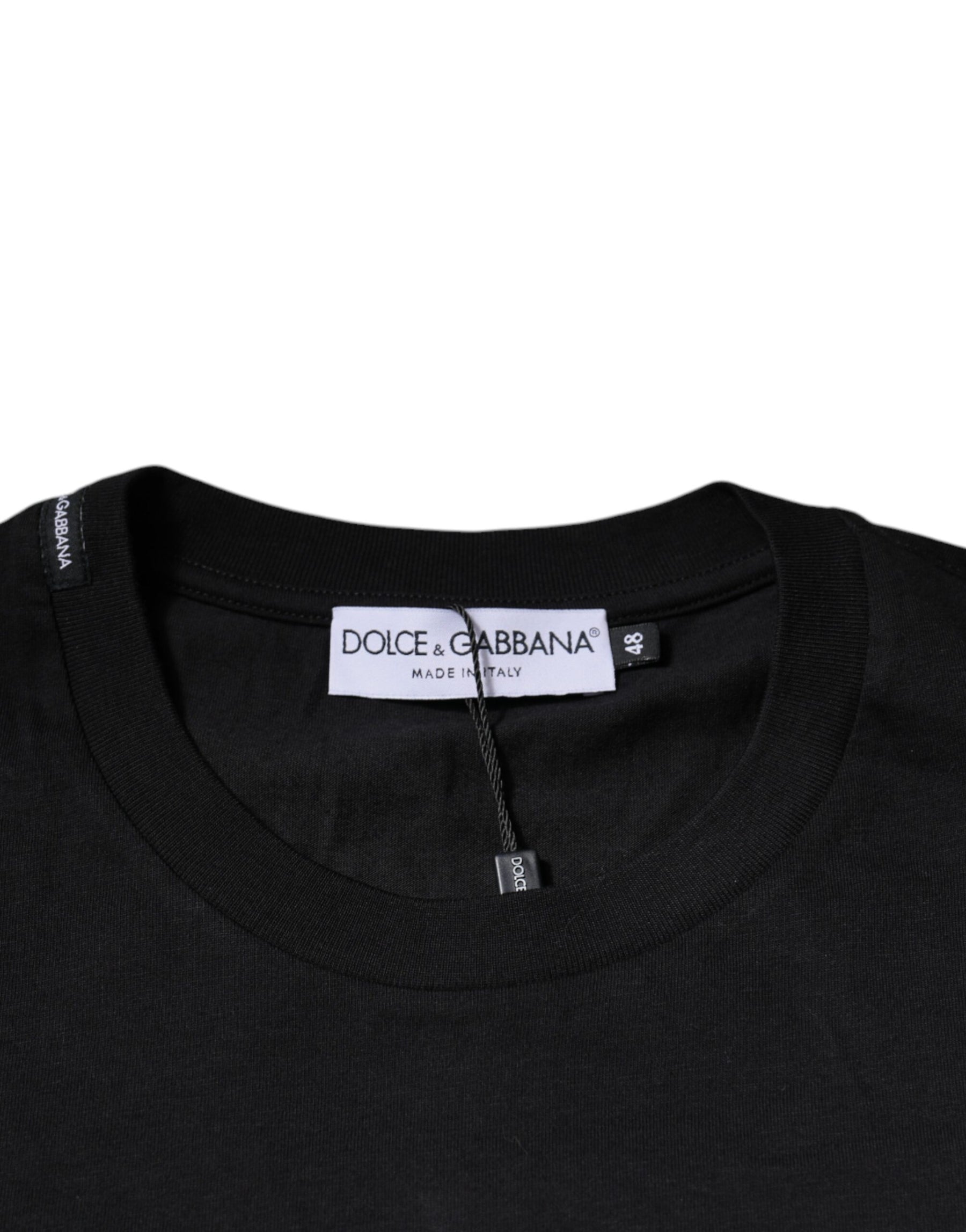 Dolce & Gabbana Black Cotton Crew Neck Short Sleeves T-shirt | Regal Royce