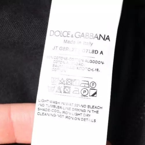 Dolce & Gabbana Black Cotton Crew Neck Short Sleeves T-shirt | Regal Royce
