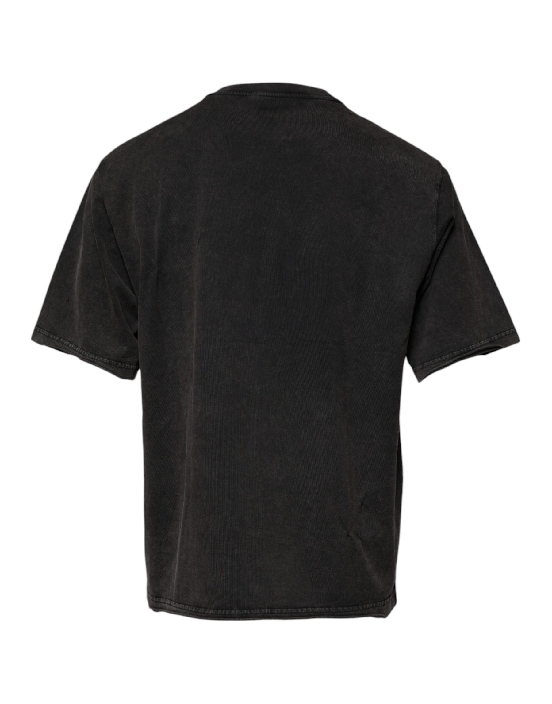 Dolce & Gabbana Gray Leopard Print Cotton Crew Neck T-shirt | Regal Royce