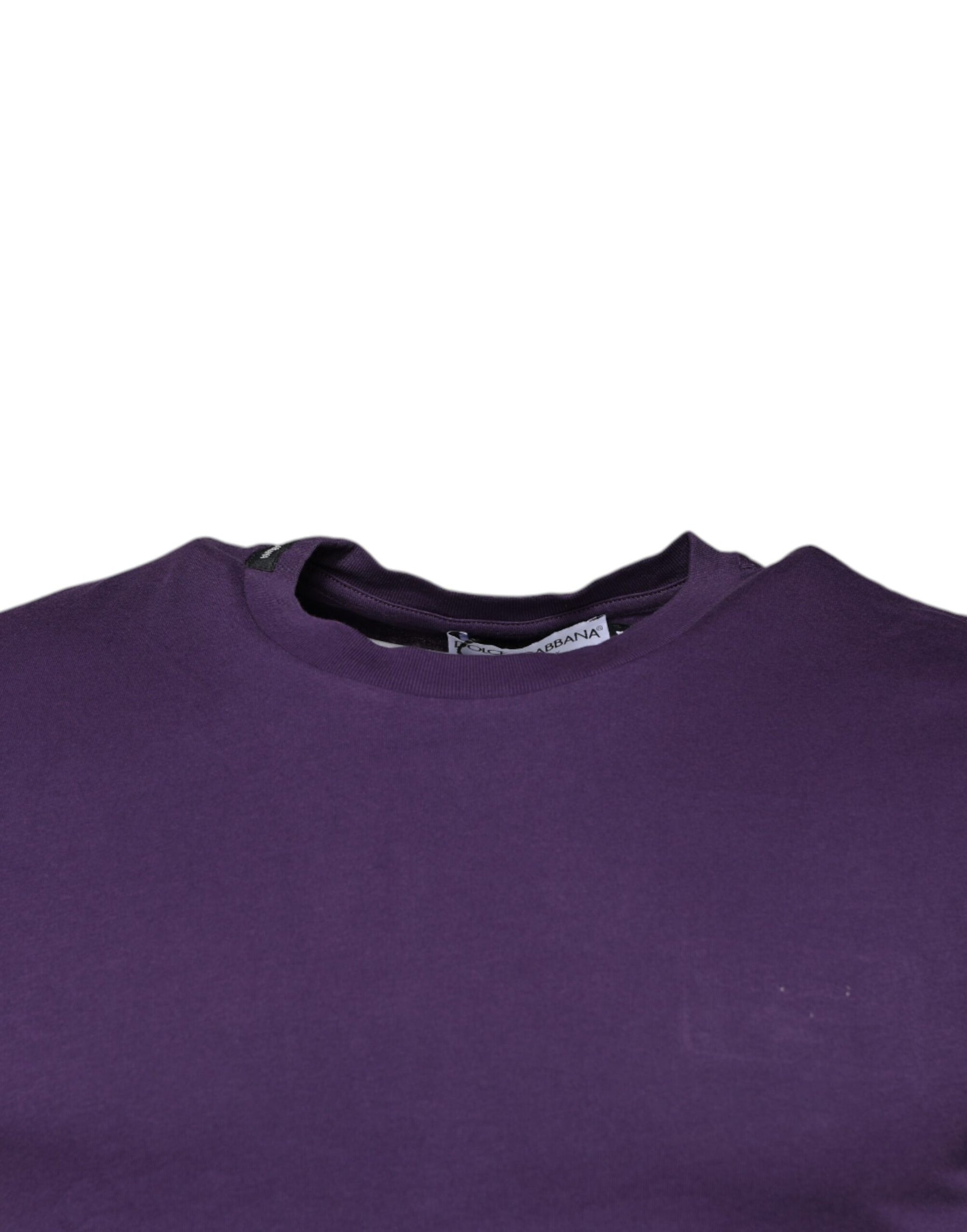 Dolce & Gabbana Violet Cotton Crew Neck Short Sleeve T-shirt | Regal Royce