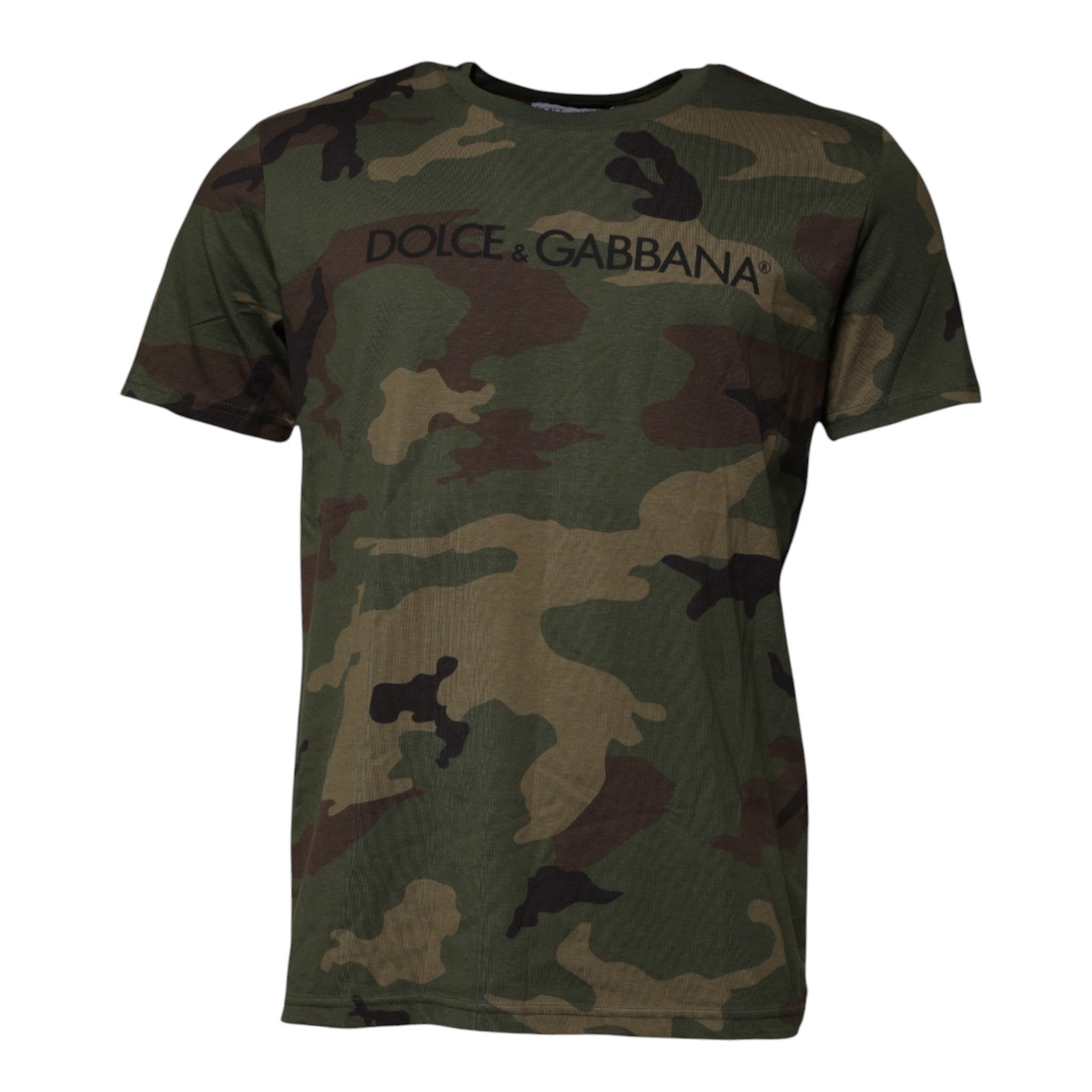Dolce & Gabbana Multicolor Camouflage Cotton Crew Neck T-shirt | Regal Royce