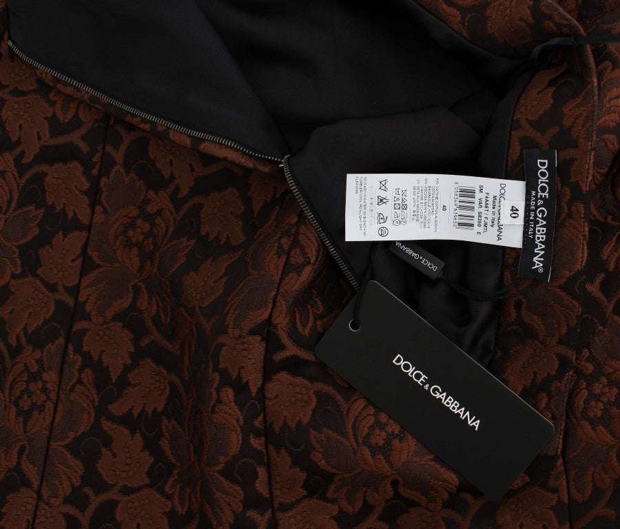 Dolce & Gabbana Brown Floral Brocade Mini Bubble Skirt | Regal Royce