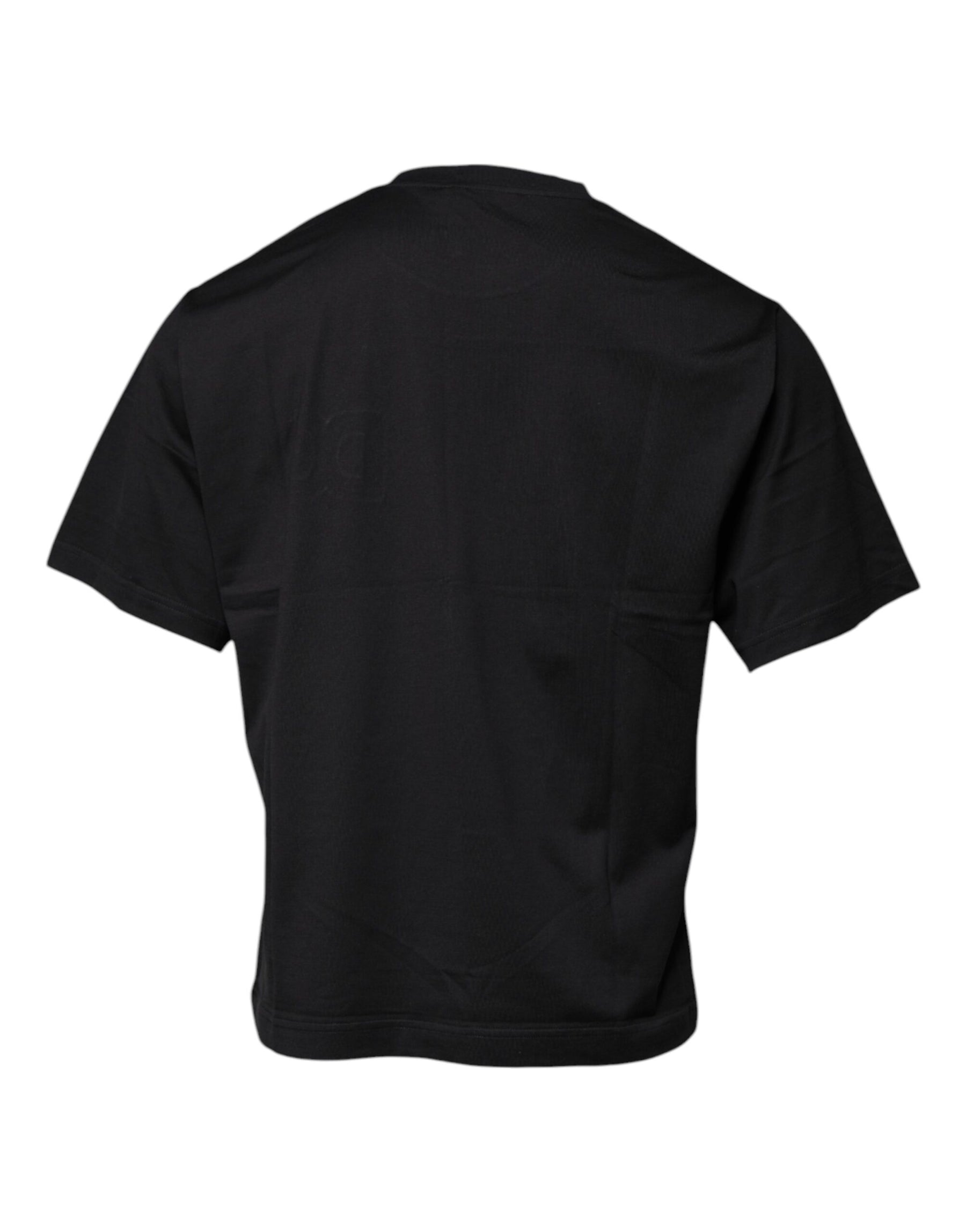 Dolce & Gabbana Black DG Logo Print Cotton Crew Neck T-shirt | Regal Royce