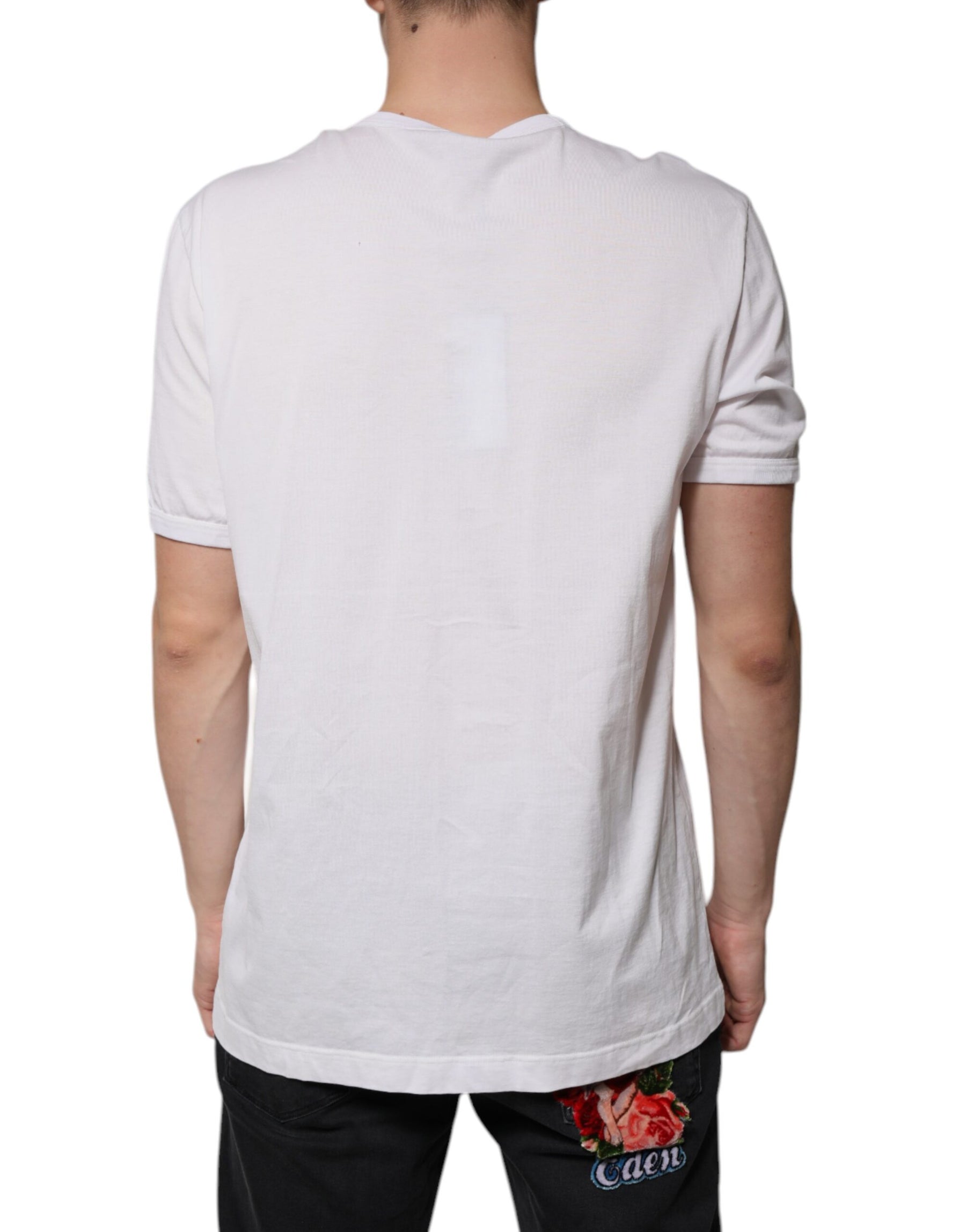 Dolce & Gabbana White Logo V-neck Short Sleeve T-shirt | Regal Royce