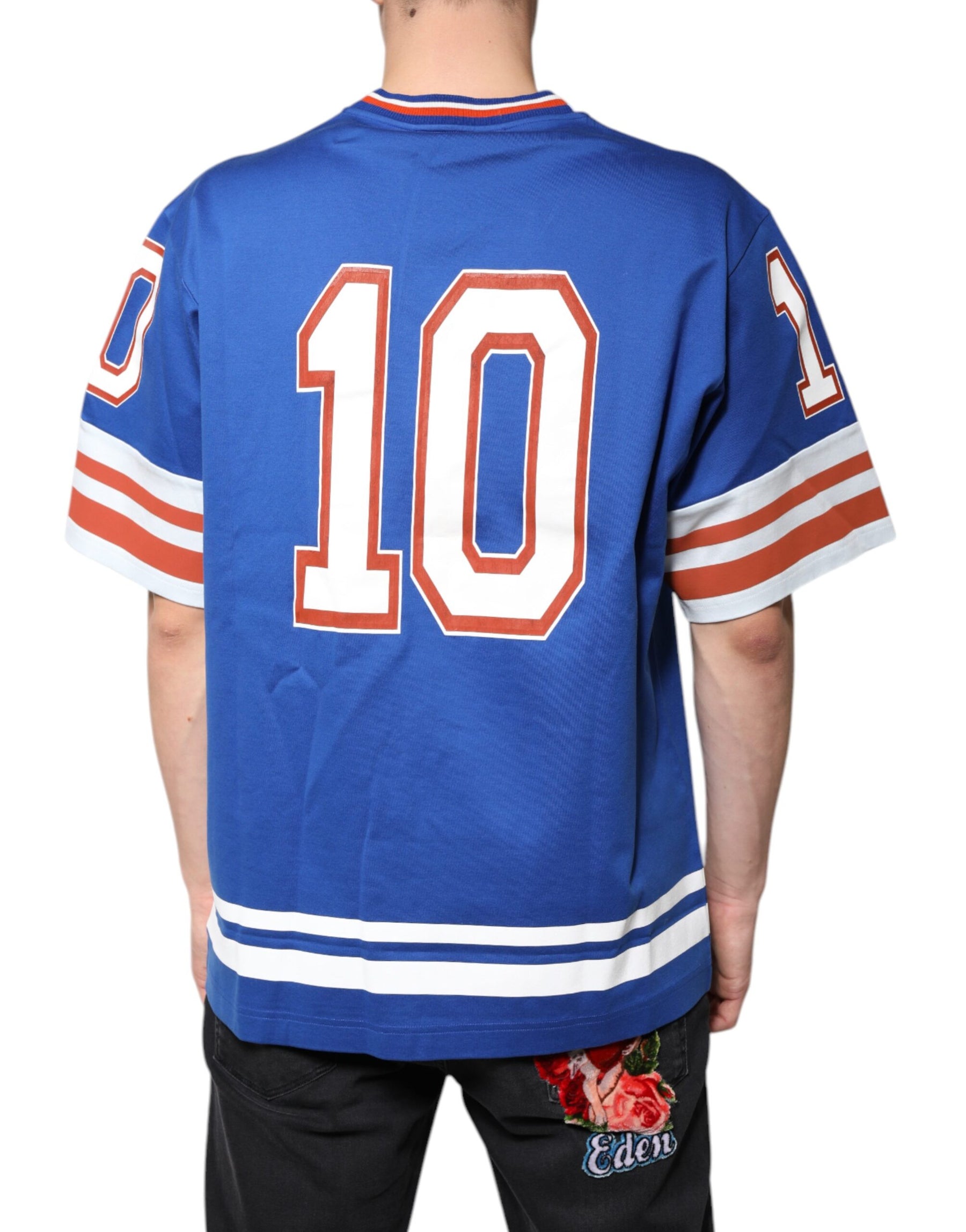 Dolce & Gabbana Blue Logo V-neck Short Sleeve T-shirt | Regal Royce