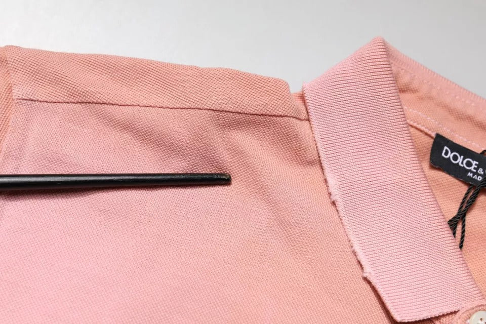Dolce & Gabbana Pink Crown Collared Short Sleeve Polo T-shirt | Regal Royce