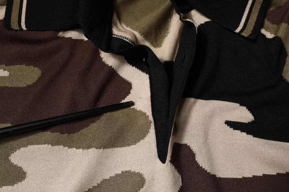 Dolce & Gabbana Multicolor Camouflage Collared Polo T-shirt | Regal Royce