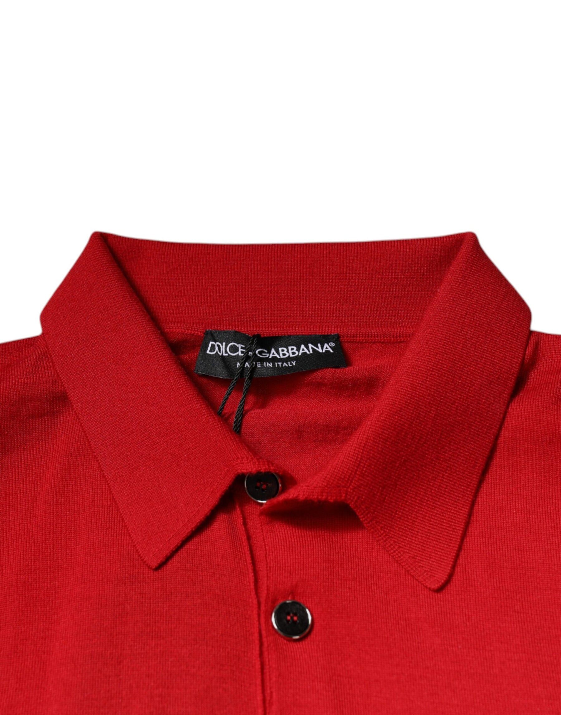 Dolce & Gabbana Red Cashmere Collared Pullover Sweater | Regal Royce