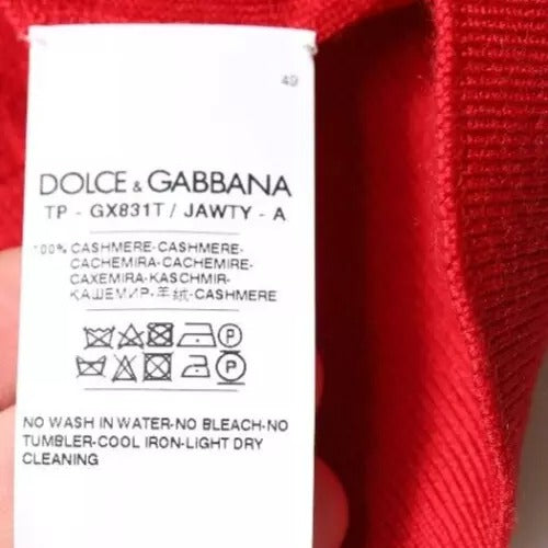 Dolce & Gabbana Red Cashmere Collared Pullover Sweater | Regal Royce