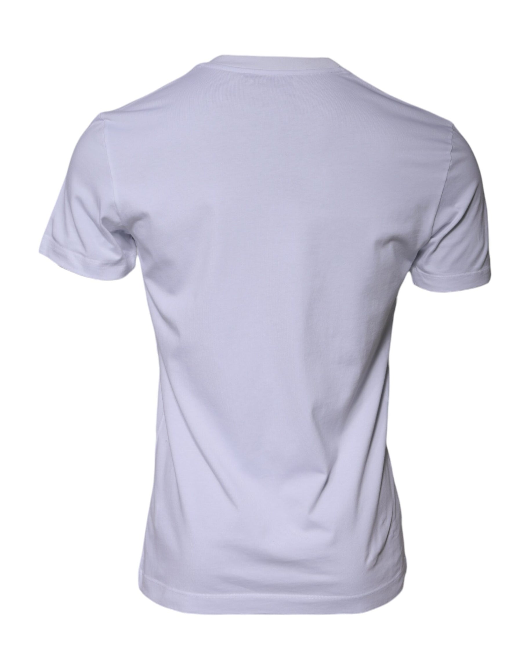 Dolce & Gabbana White Logo Print Cotton Crew Neck T-shirt | Regal Royce