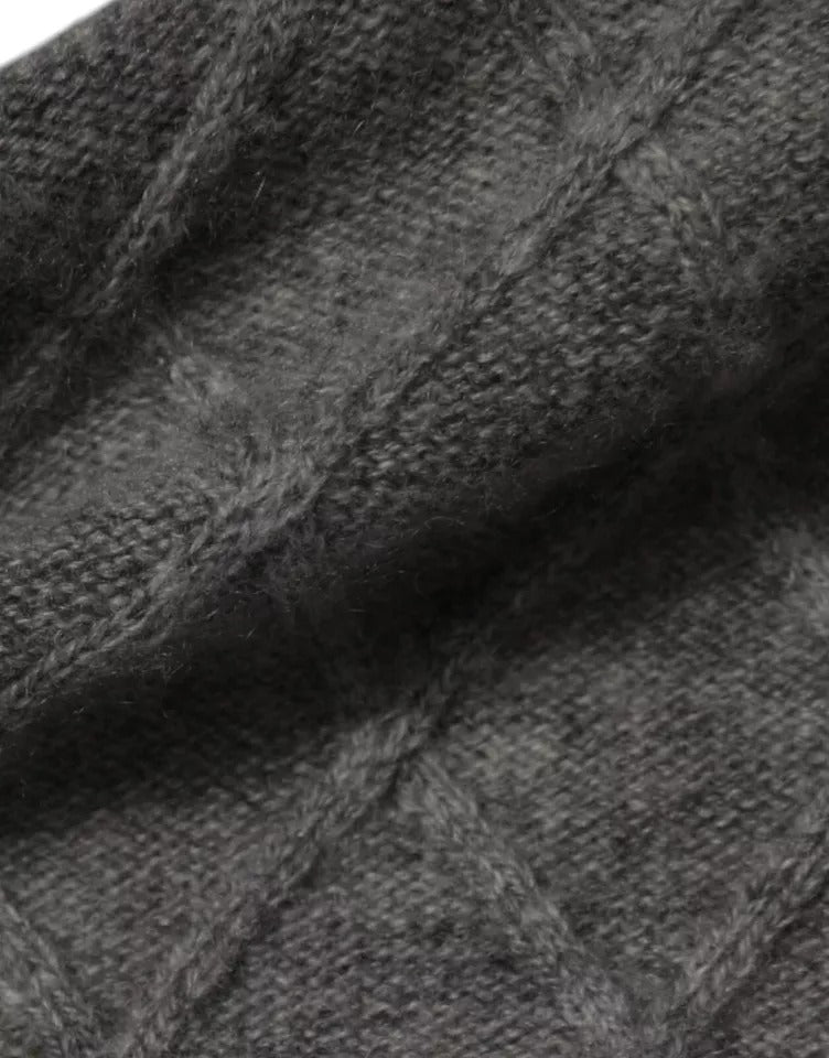 Ballantyne Gray Cashmere Argyle Intarsia Knit Crew Neck Sweater | Regal Royce