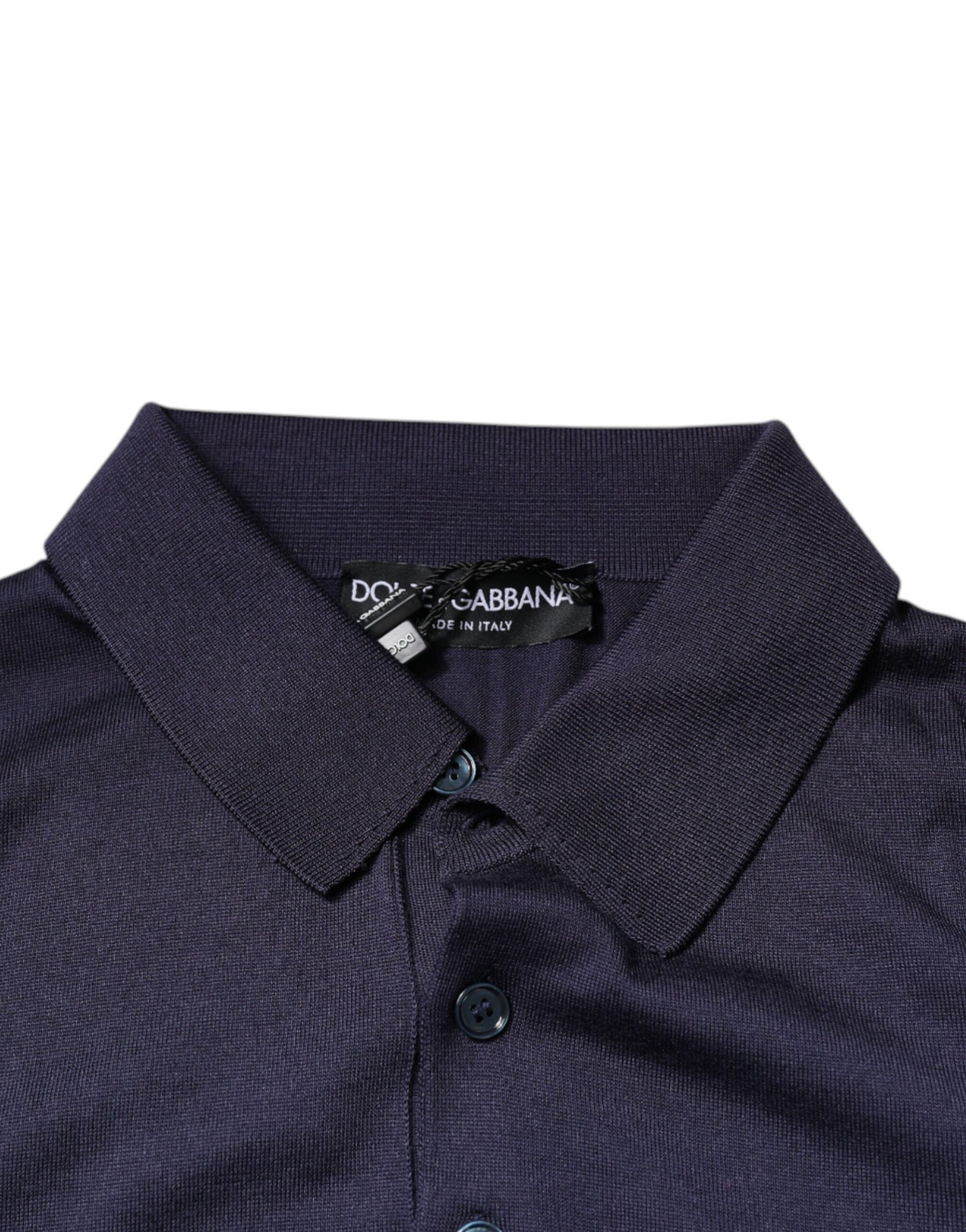Dolce & Gabbana Blue Silk Collared Short Sleeves Polo T-shirt | Regal Royce