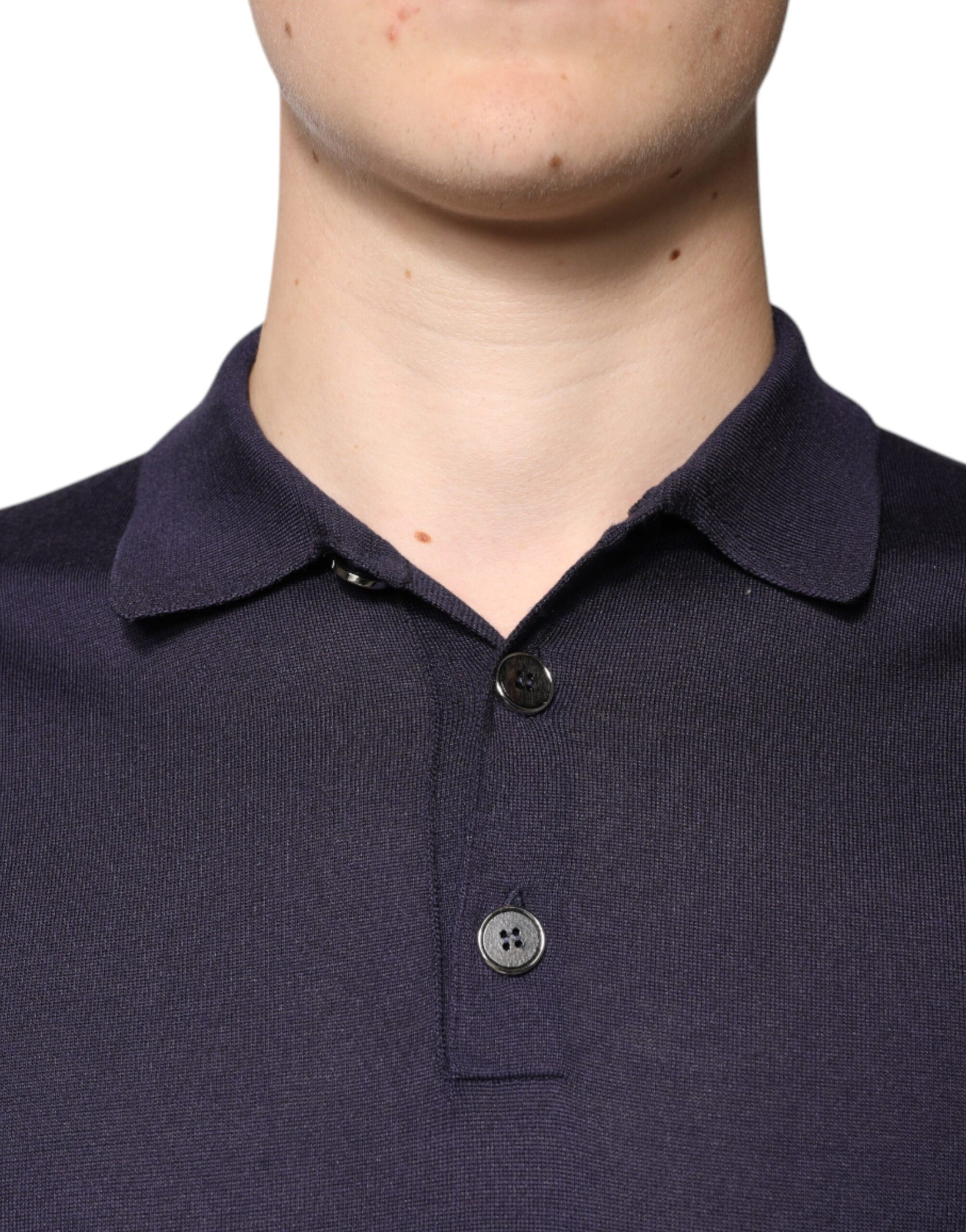 Dolce & Gabbana Blue Silk Collared Short Sleeves Polo T-shirt | Regal Royce