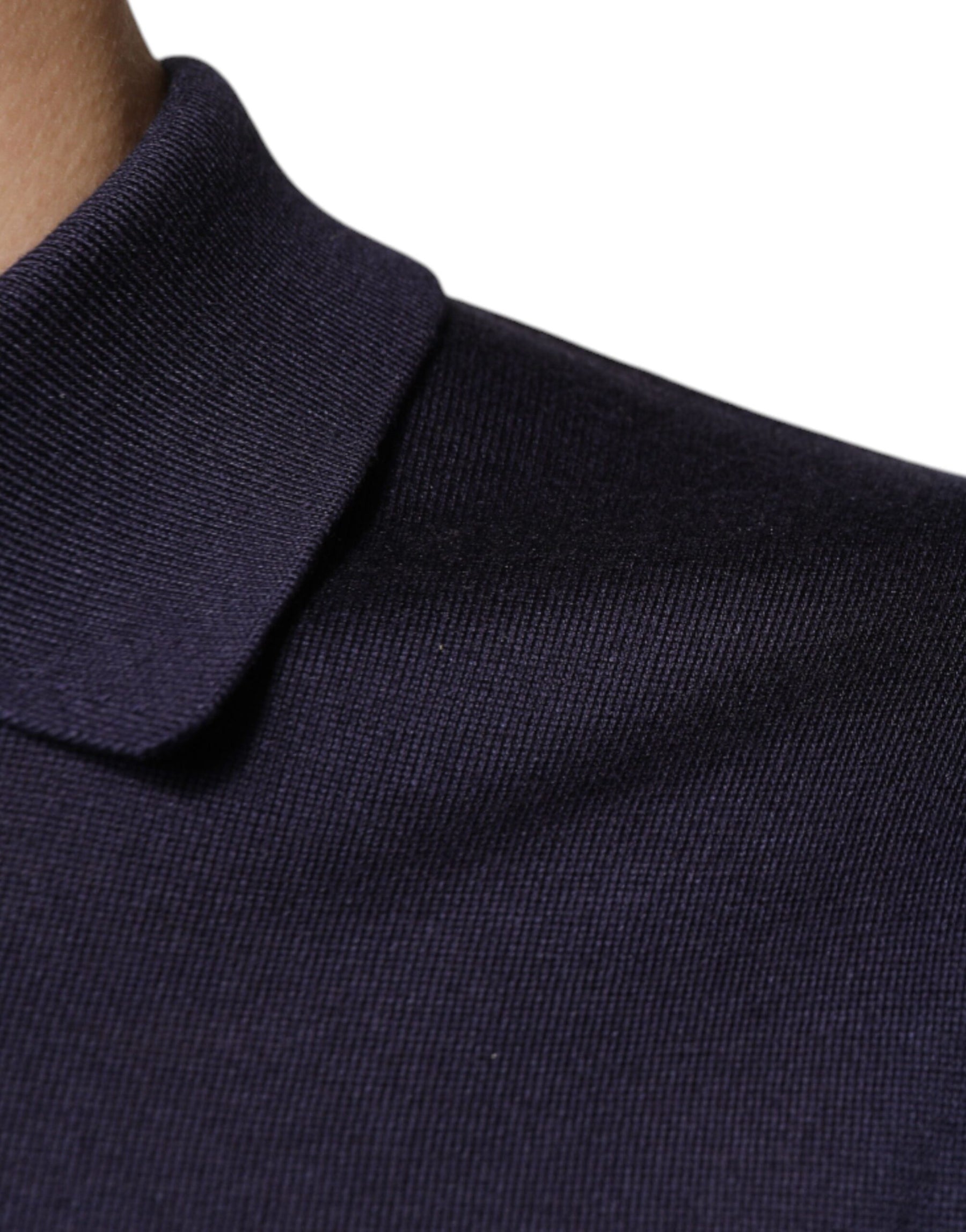 Dolce & Gabbana Blue Silk Collared Short Sleeves Polo T-shirt | Regal Royce