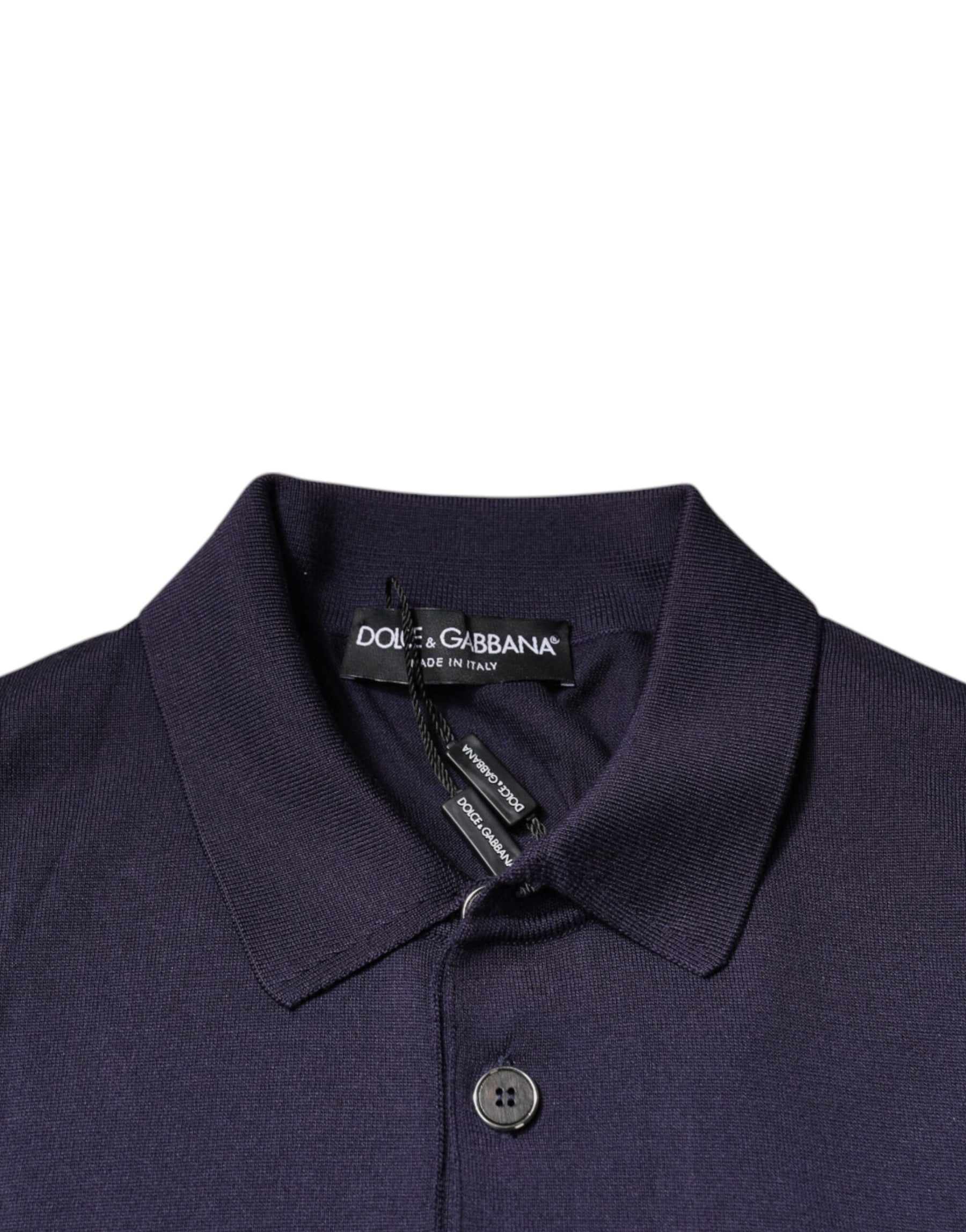 Dolce & Gabbana Blue Silk Collared Short Sleeves Polo T-shirt | Regal Royce