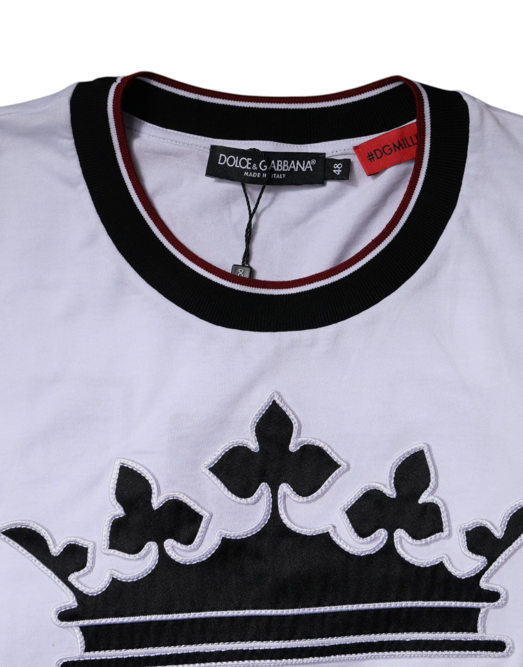 Dolce & Gabbana White Jersey Crew Neck Short Sleeves T-shirt | Regal Royce