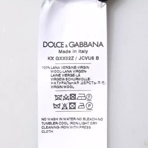 Dolce & Gabbana Black Logo Wool Crew Neck Pullover Sweater | Regal Royce