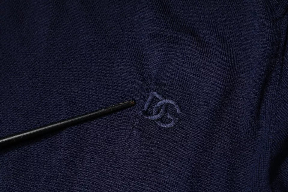 Dolce & Gabbana Blue DG Logo Wool Crew Neck Pullover Sweater | Regal Royce