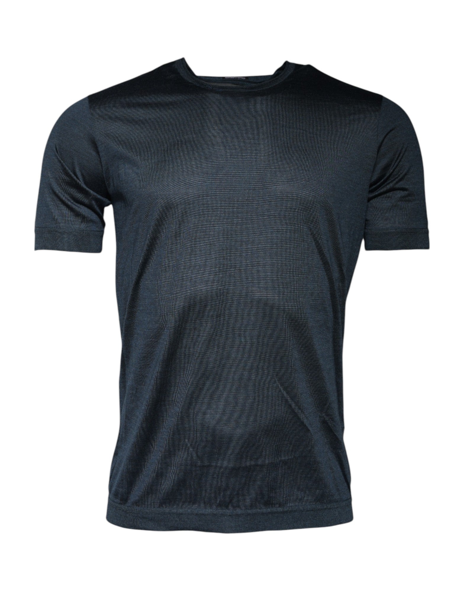 Dolce & Gabbana Dark Blue Silk Crew Neck Short Sleeve T-shirt | Regal Royce
