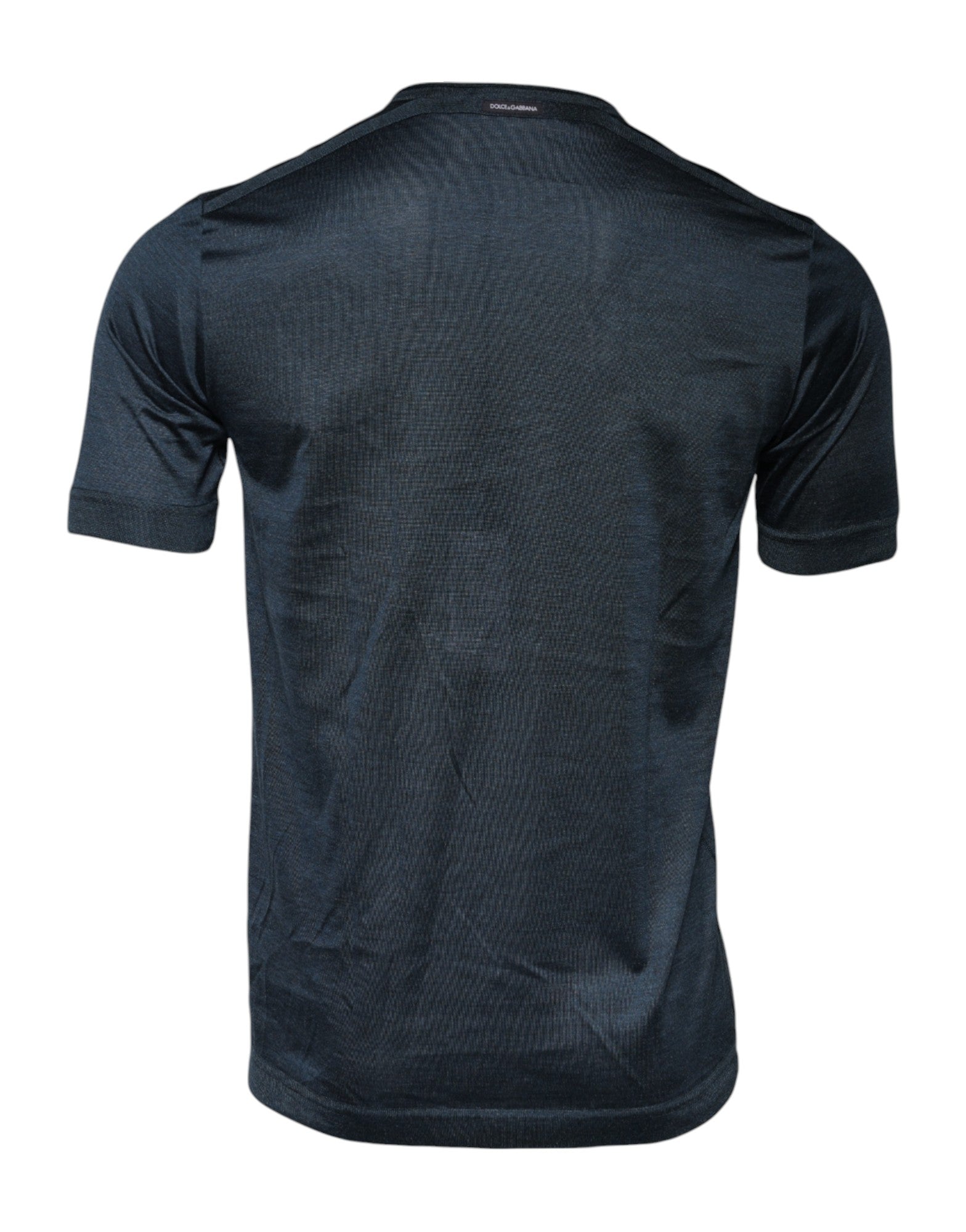 Dolce & Gabbana Dark Blue Silk Crew Neck Short Sleeve T-shirt | Regal Royce