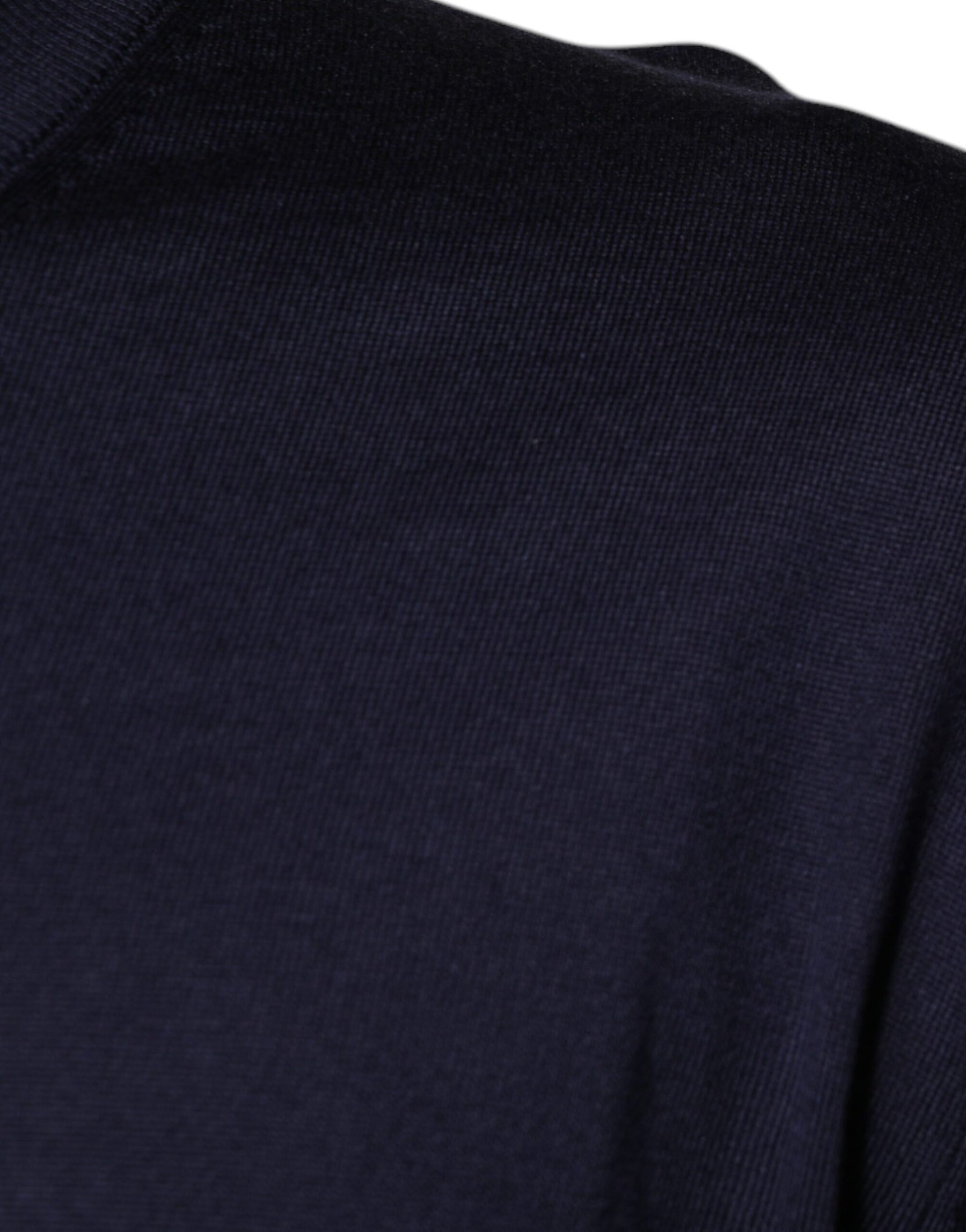 Dolce & Gabbana Navy Blue Silk V-neck Pullover Sweater | Regal Royce