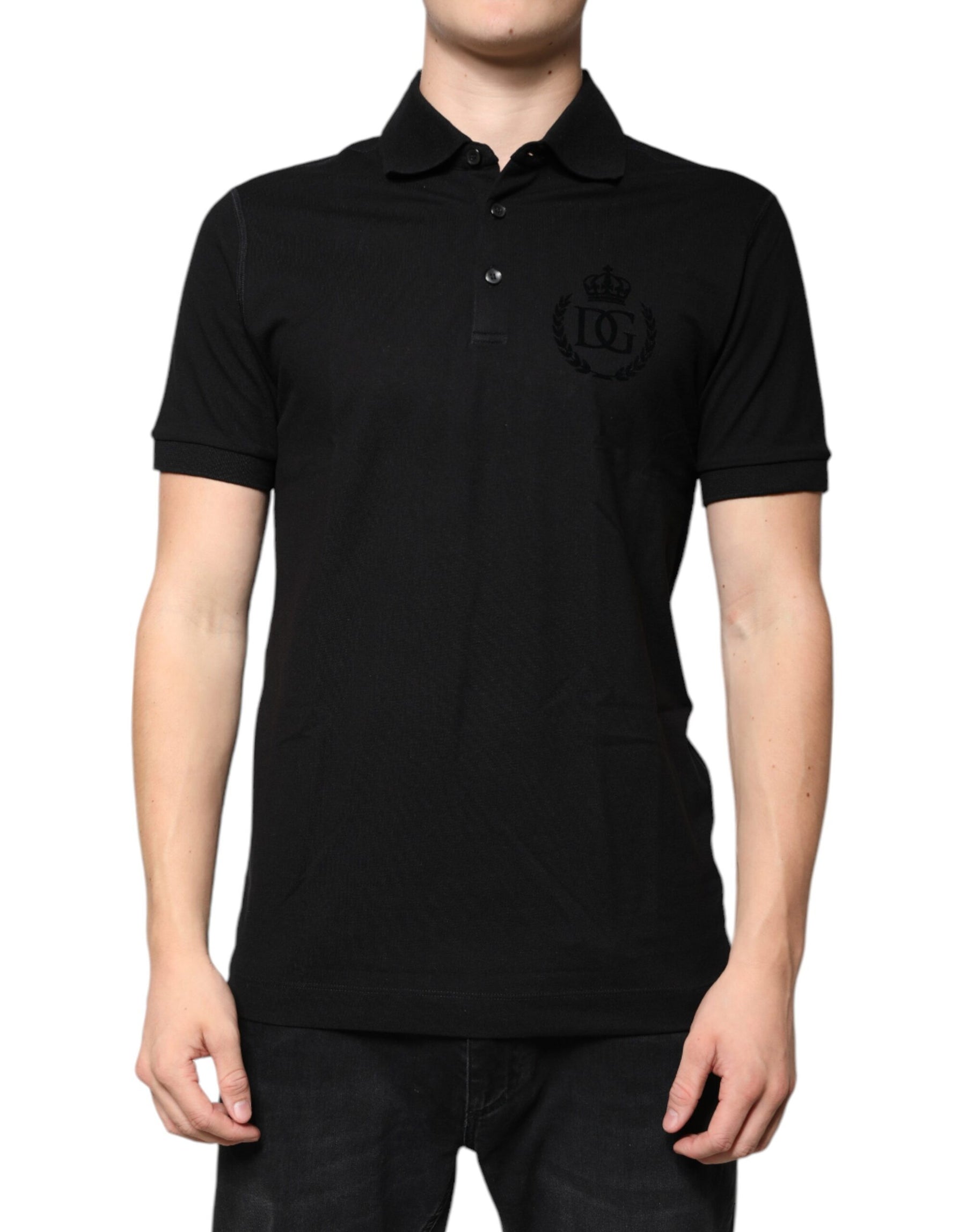 Dolce & Gabbana Black DG Collared Short Sleeves Polo T-shirt | Regal Royce