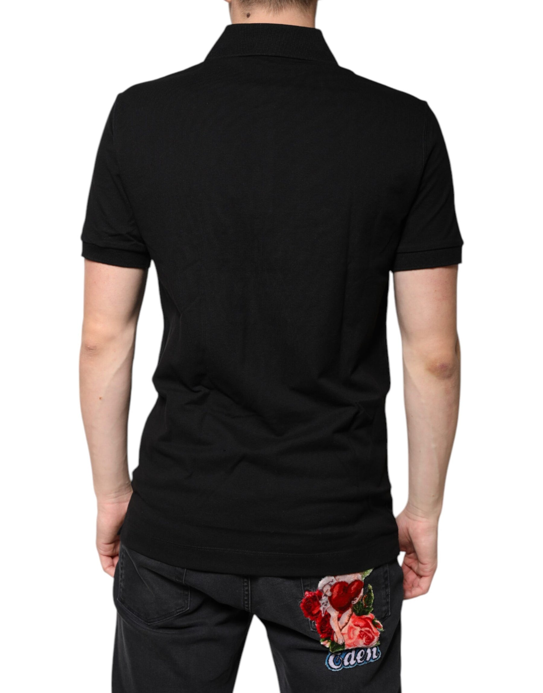 Dolce & Gabbana Black DG Collared Short Sleeves Polo T-shirt | Regal Royce