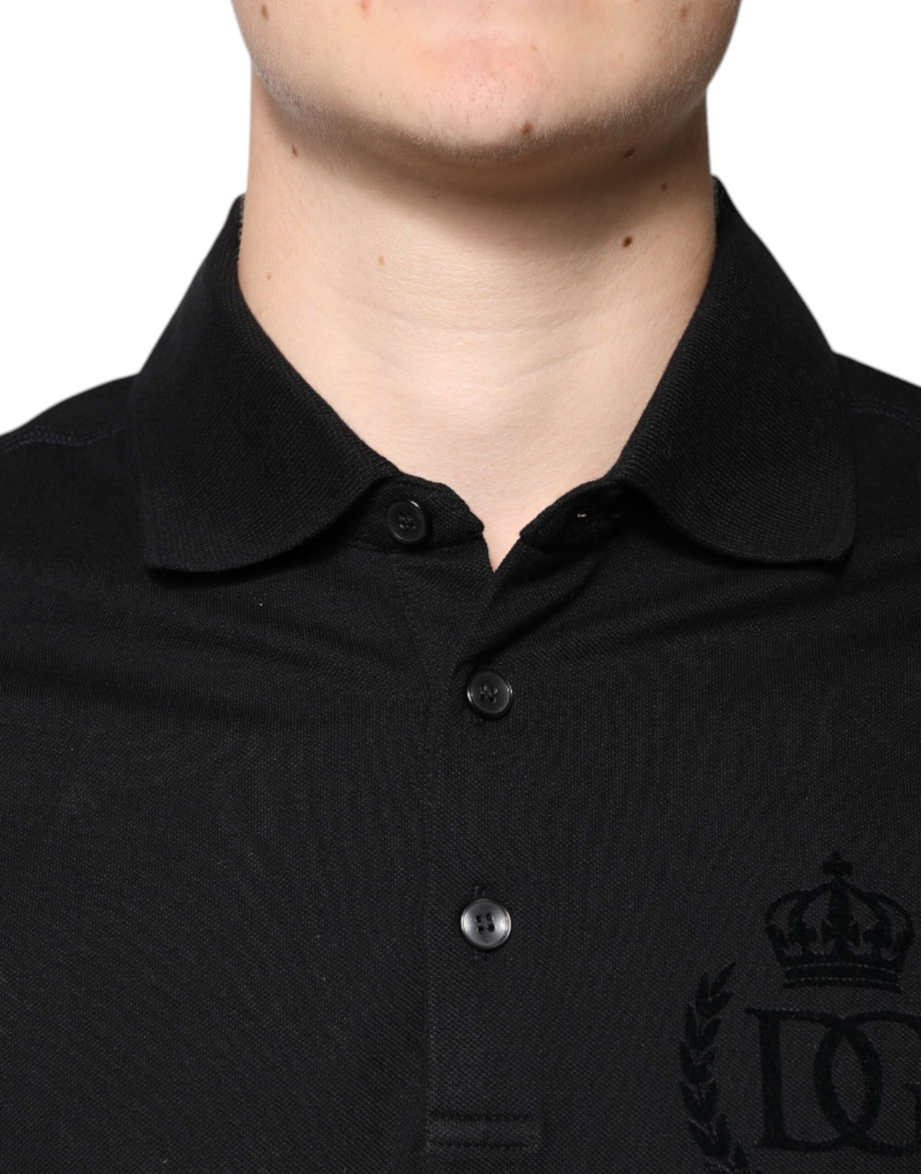 Dolce & Gabbana Black DG Collared Short Sleeves Polo T-shirt | Regal Royce