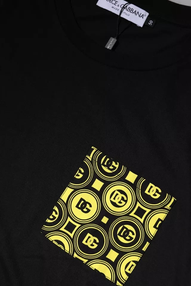 Dolce & Gabbana Black Logo Print Cotton Short Sleeve T-shirt | Regal Royce