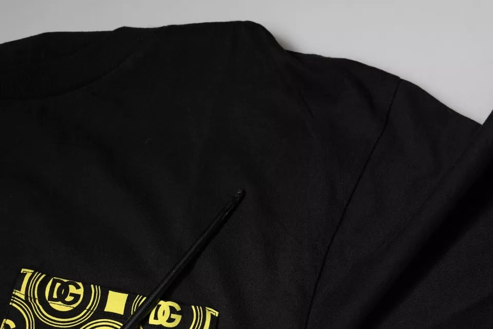 Dolce & Gabbana Black Logo Print Cotton Short Sleeve T-shirt | Regal Royce