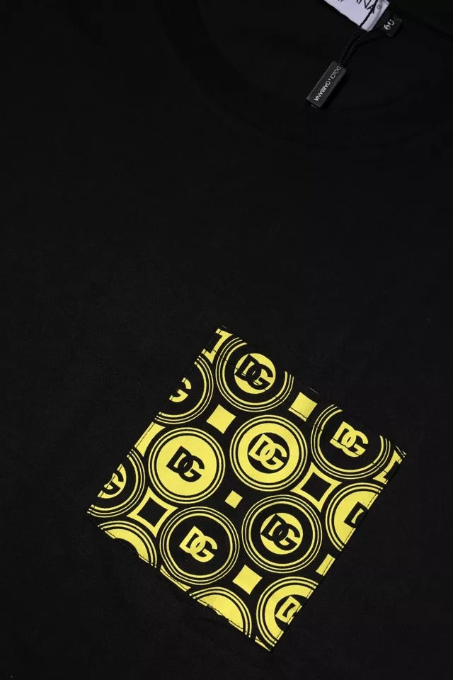 Dolce & Gabbana Black Logo Print Cotton Short Sleeves T-shirt | Regal Royce