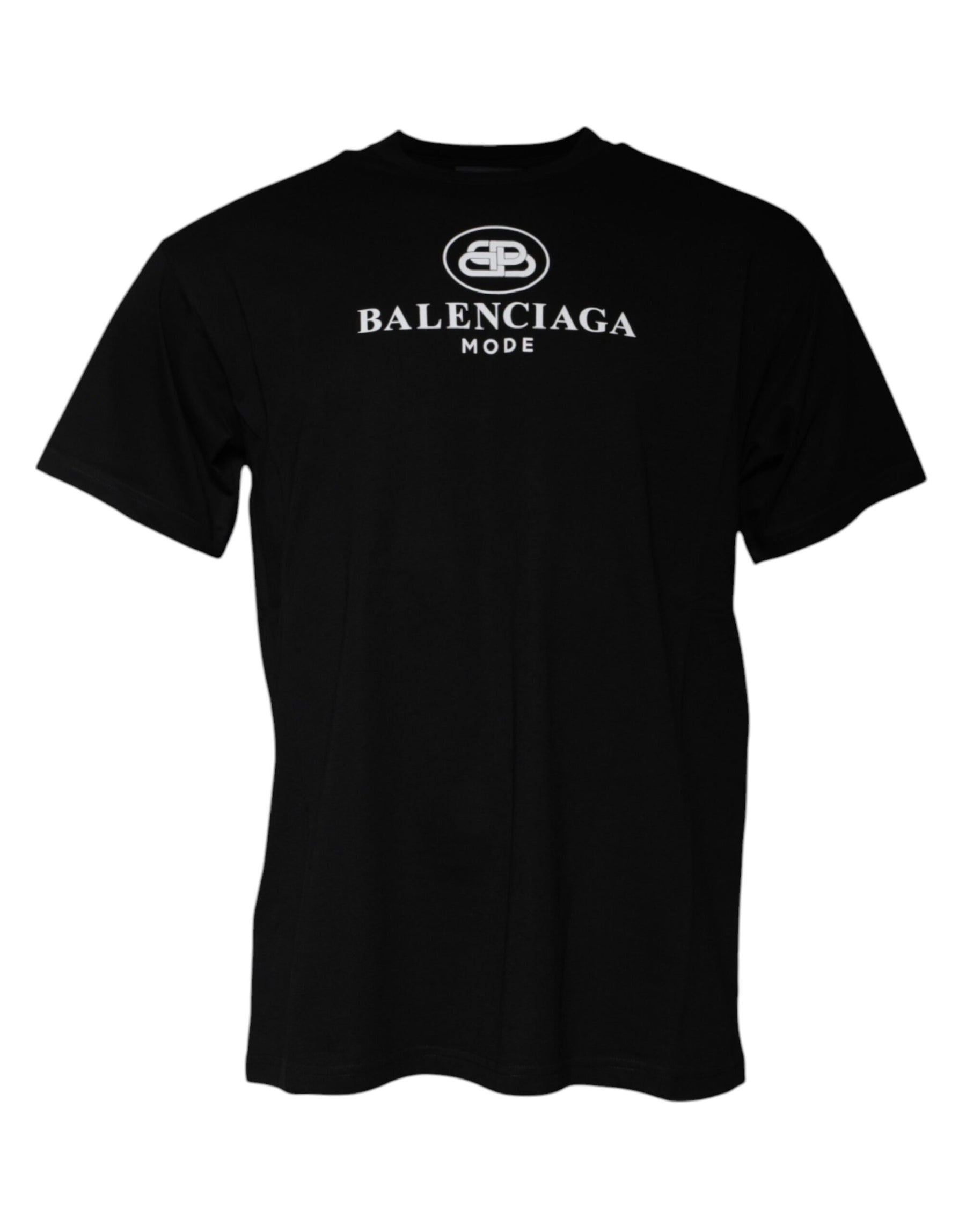Balenciaga Black Cotton Logo Print Crew Neck Short Sleeves T-shirt | Regal Royce