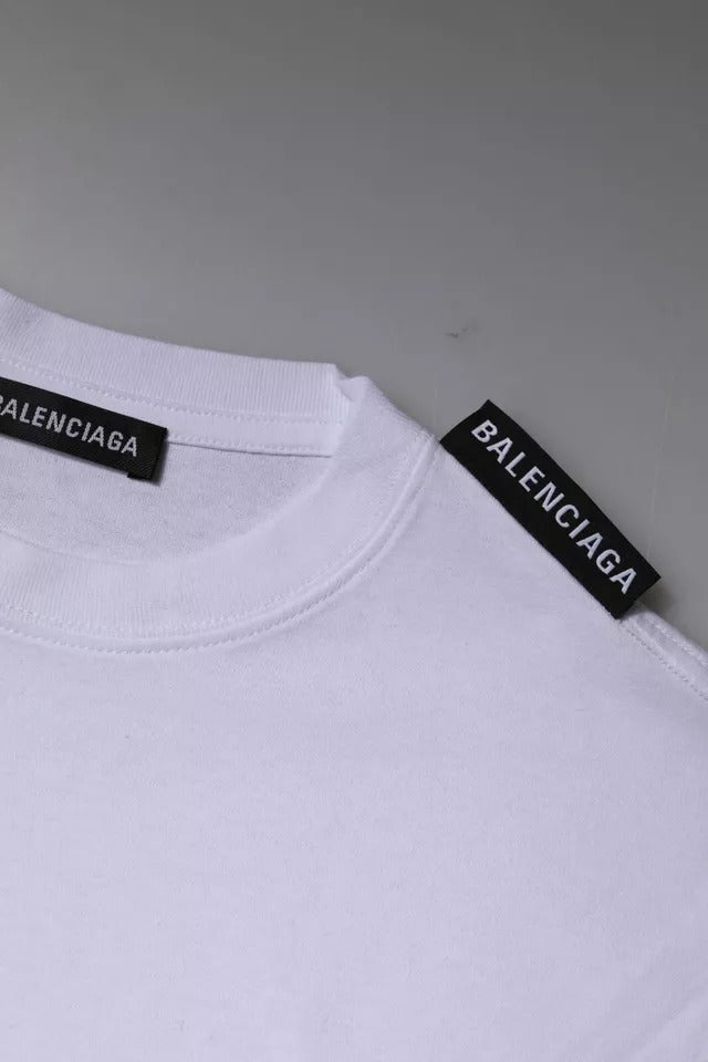 Balenciaga White Logo Cotton Jersey Crew Neck Short Sleeves T-shirt | Regal Royce