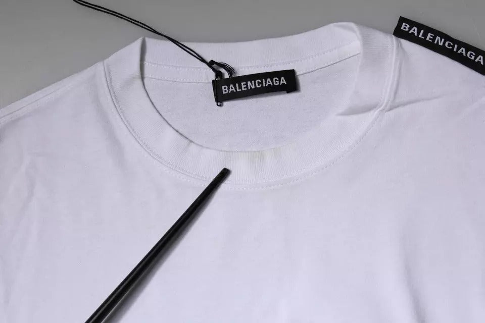 Balenciaga White Logo Cotton Jersey Crew Neck Short Sleeves T-shirt | Regal Royce