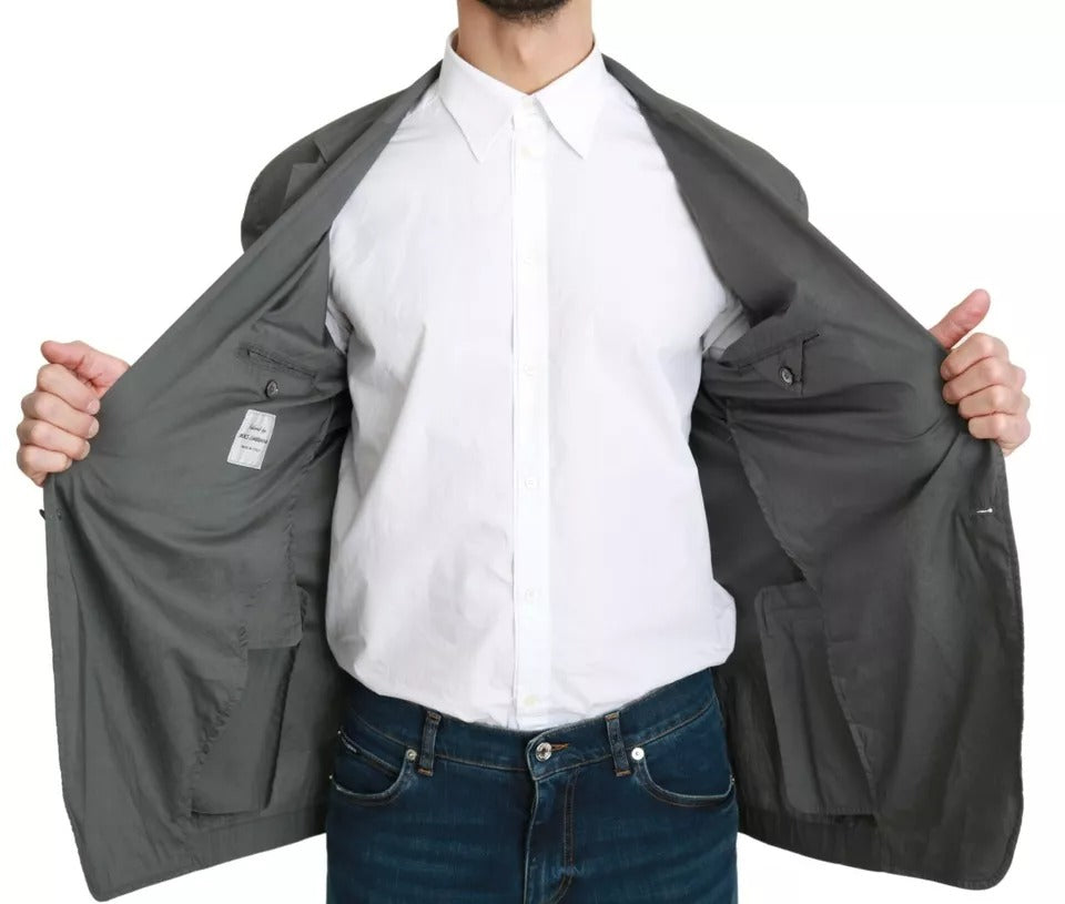 Dolce & Gabbana Gray Cotton Single Breasted Formal Blazer | Regal Royce