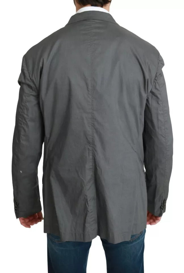 Dolce & Gabbana Gray Cotton Single Breasted Formal Blazer | Regal Royce