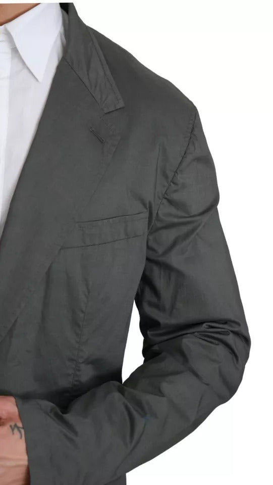 Dolce & Gabbana Gray Cotton Single Breasted Formal Blazer | Regal Royce