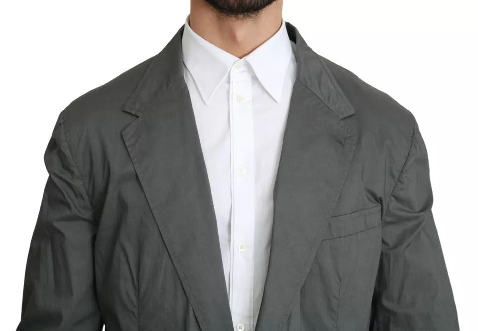 Dolce & Gabbana Gray Cotton Single Breasted Formal Blazer | Regal Royce