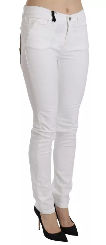 Dolce & Gabbana White Crystal Embellished Skinny Jeans | Regal Royce