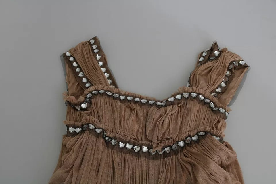 Dolce & Gabbana Brown Silk Sleeveless Shift Maxi Dress | Regal Royce